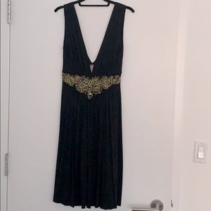 H&M Black Low-cut Dress with Gold Appliqué